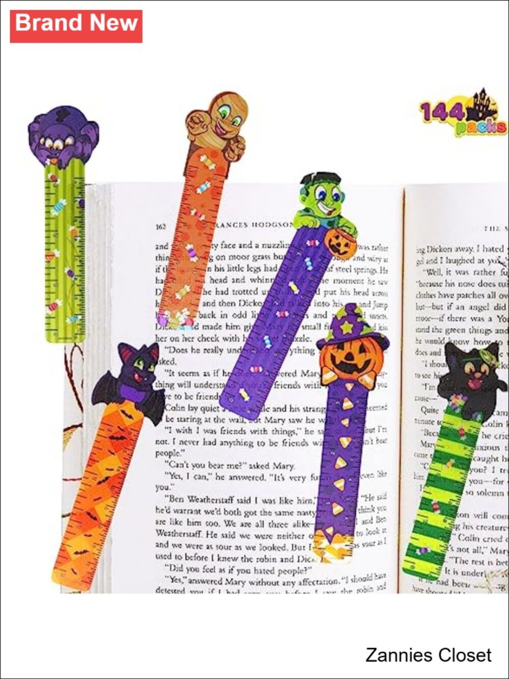👻 JOYIN 144 PCS Halloween Bookmark Rulers Party Favors 6 Designs Vinyl